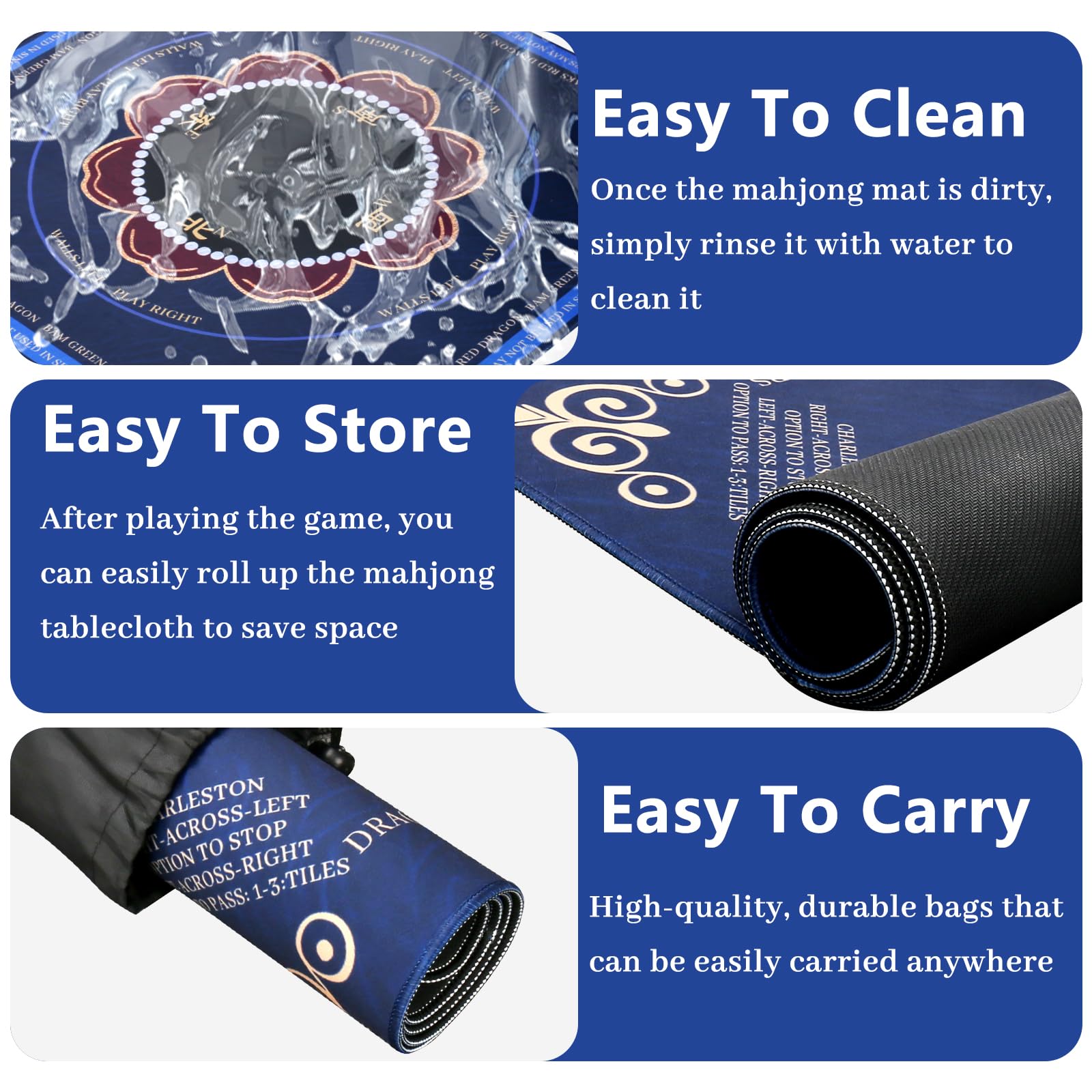 HYXFJITS Mahjong Mat carrying bag enables easy transport.