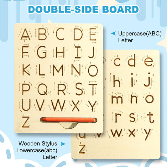 hzsshb double-sided abc tracing board with upper and lower case letters