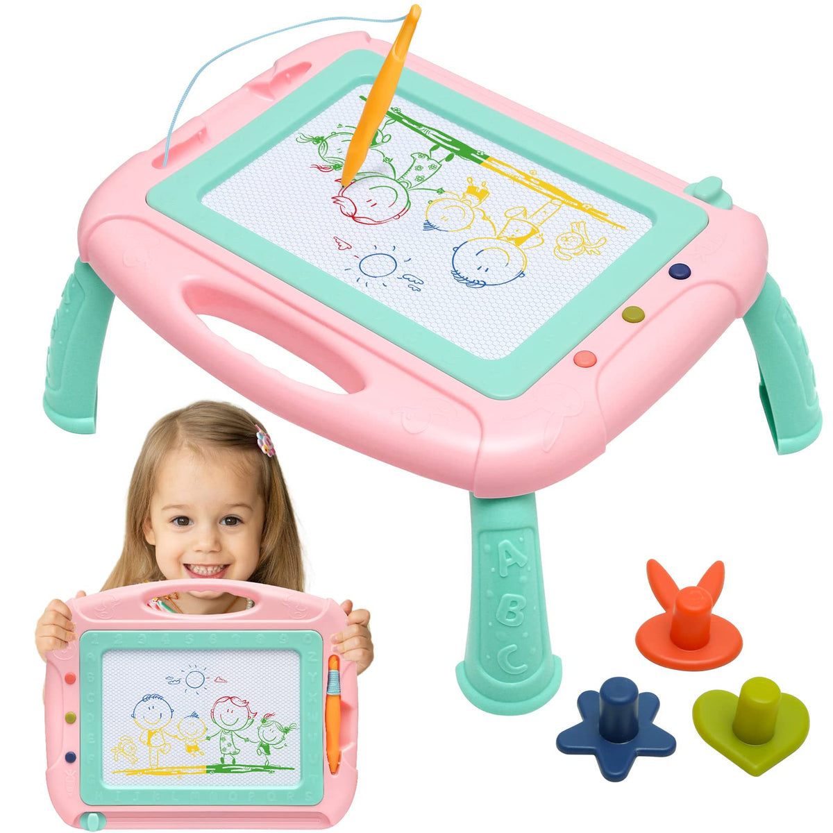 HZZILEY magnetic doodle board front view highlights kid friendly design and mess free drawing