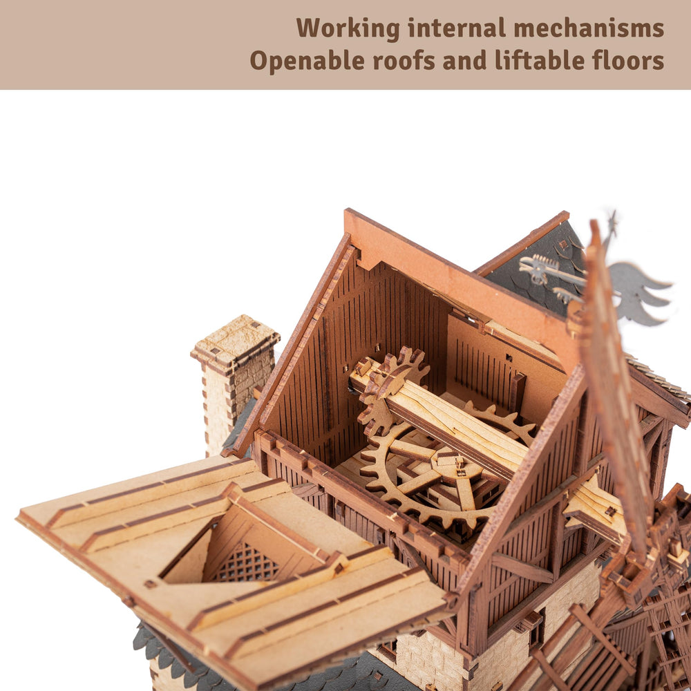 I BUILT IT wooden mill-hybrid interior access; allows easy examination of components.