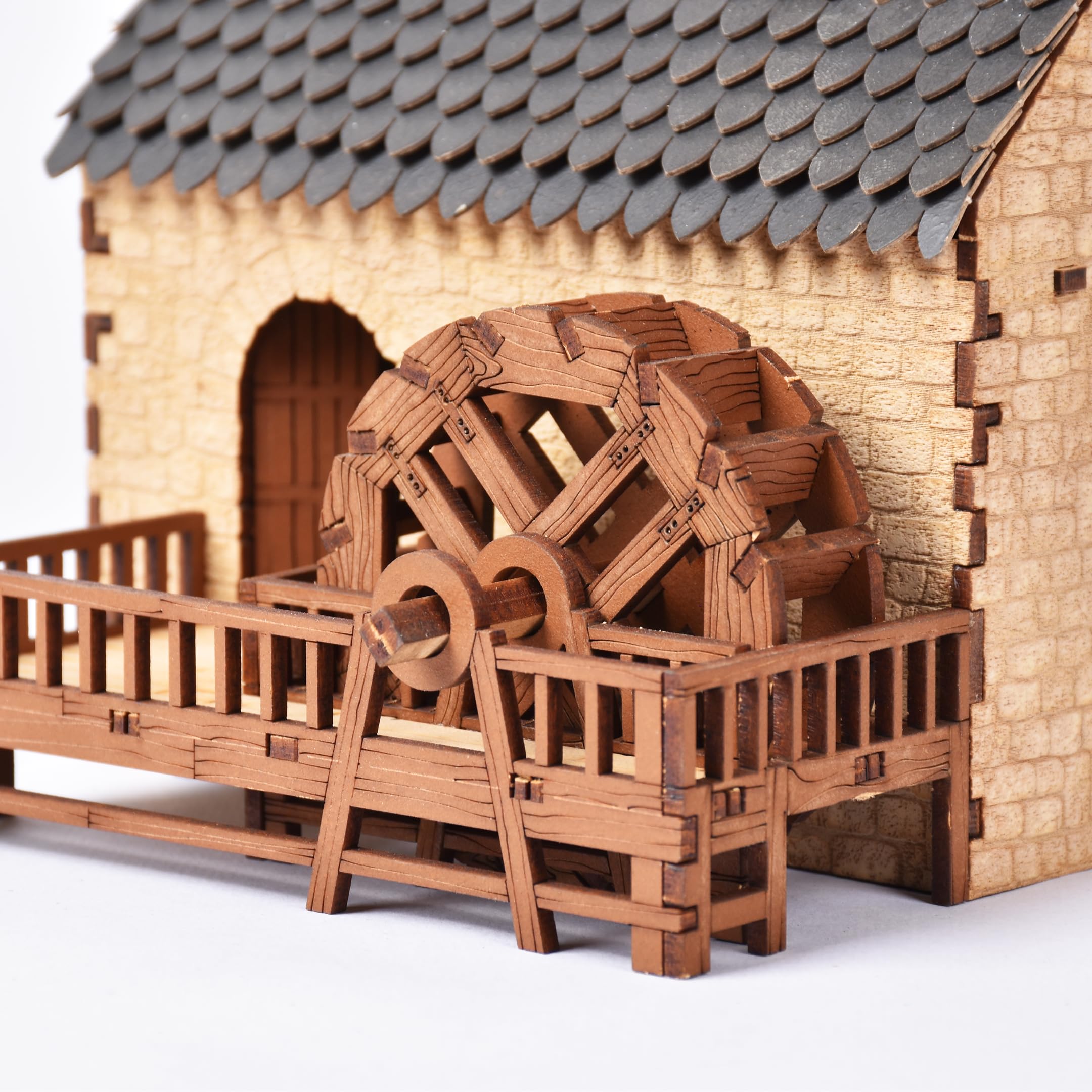 I BUILT IT wooden mill-hybrid roof detail; swiveling feature reveals mechanism.