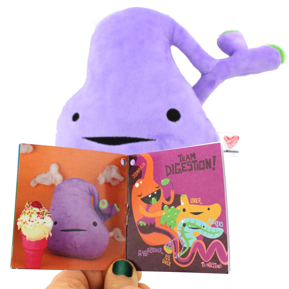 I Heart Guts post-op recovery plush captures a cheerful, durable bedside companion.