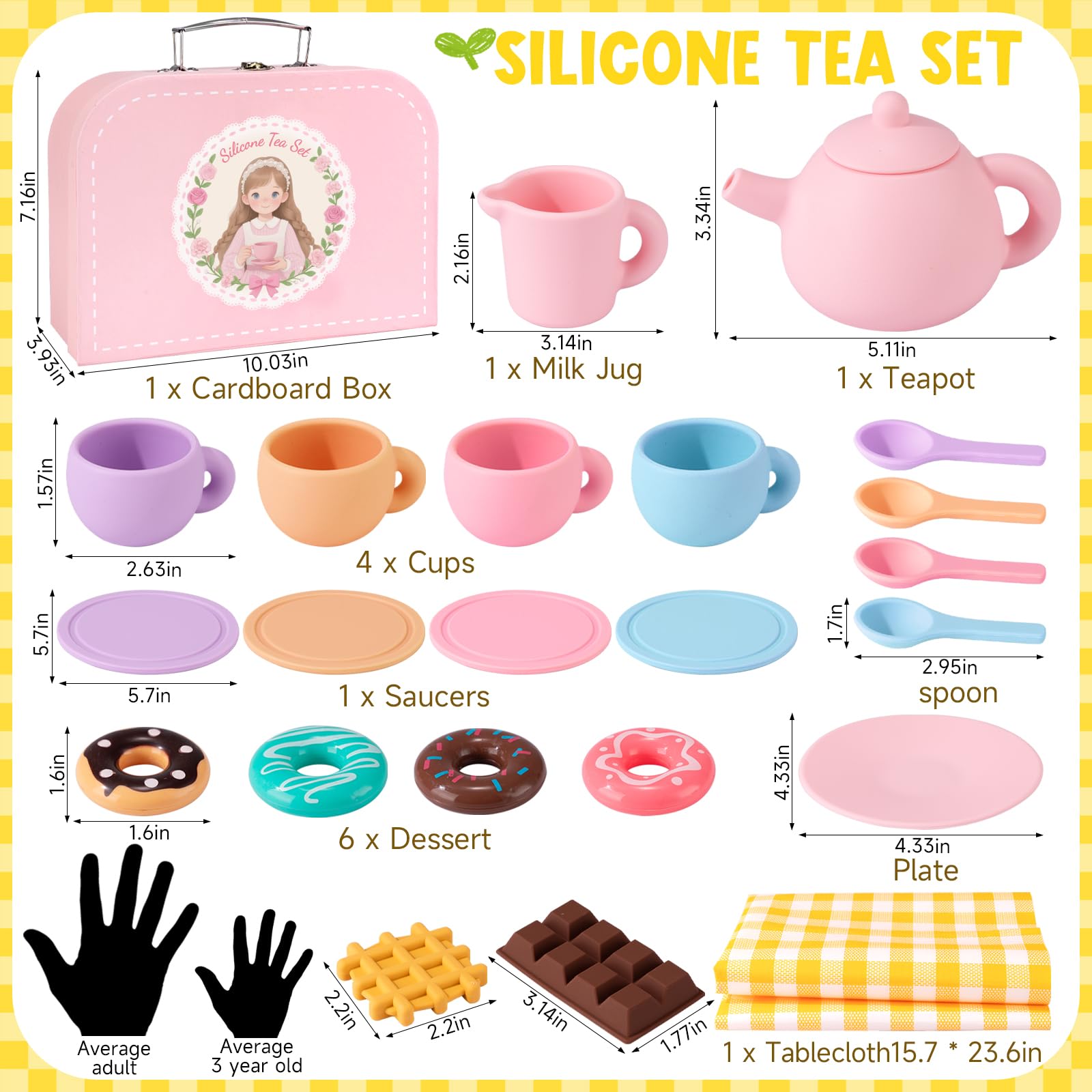 iAOVUEBY Silicone Tea Set cups for little hands, easy to grip during pretend tea time.