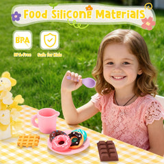 iAOVUEBY Silicone Tea Set plates for kid-sized servings and tidy tea time.
