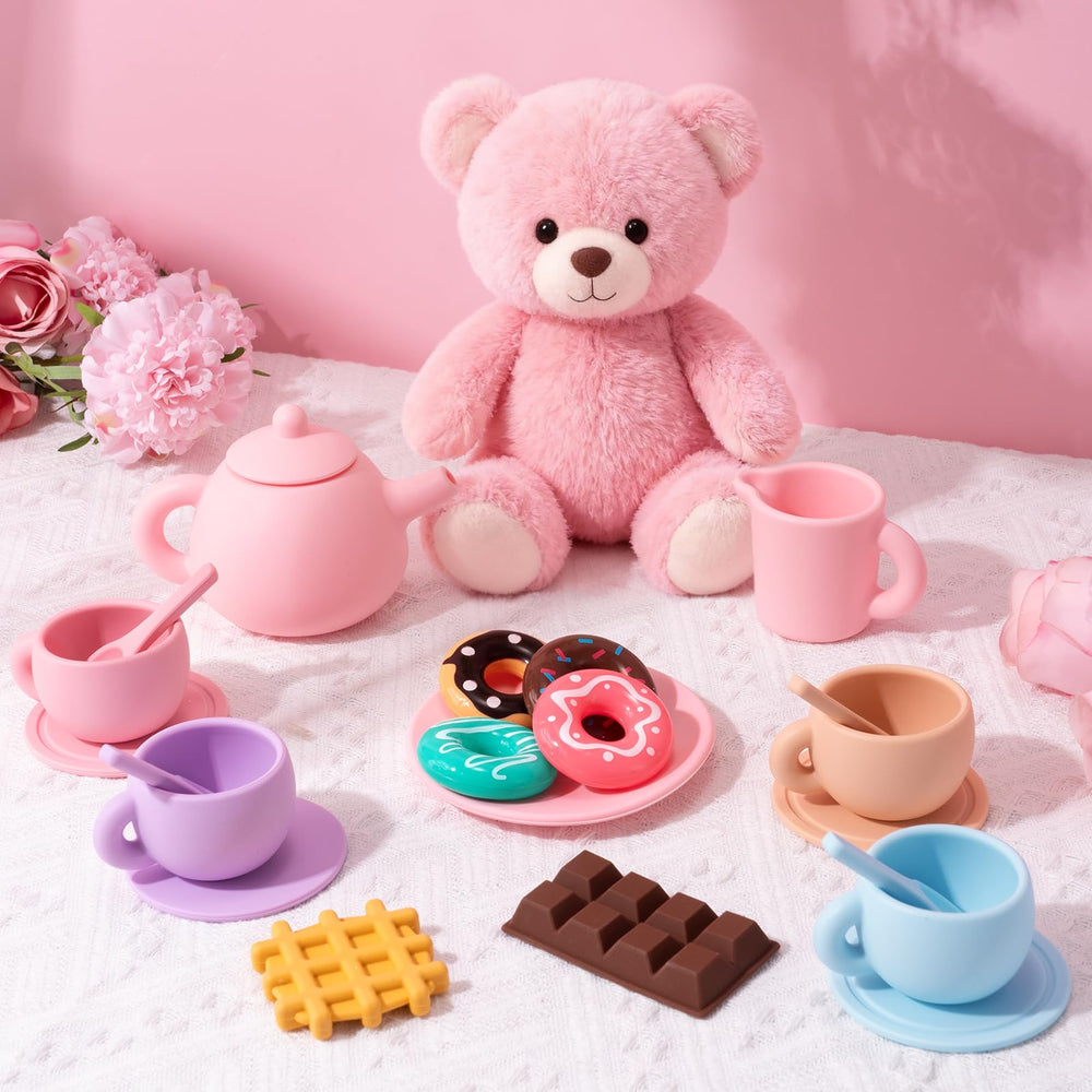 iAOVUEBY Silicone Tea Set tablecloth for neat and organized pretend parties.