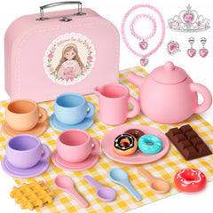 iAOVUEBY Silicone Tea Set teapot for imaginative play and safe pouring.