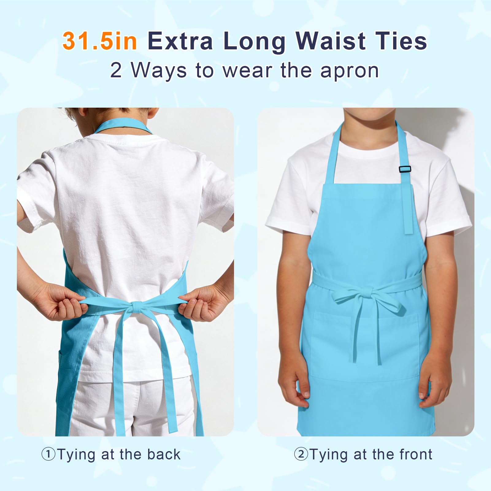 IAGBIBUI colorful aprons show a rainbow of options for every child.