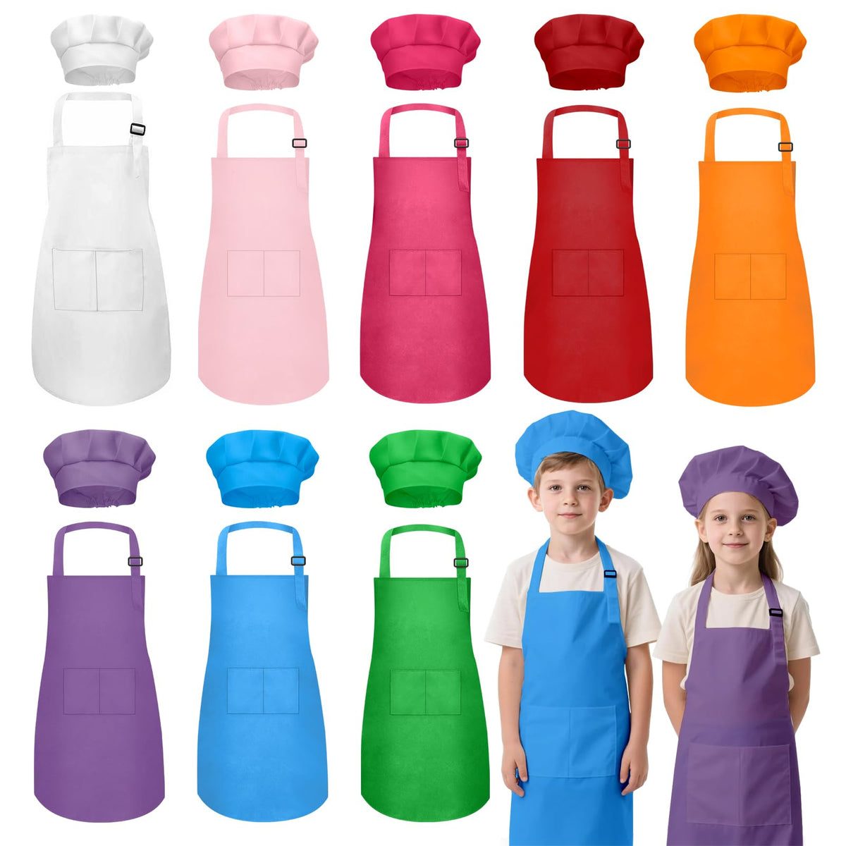 IAGBIBUI kids apron with two pockets for art and baking storage