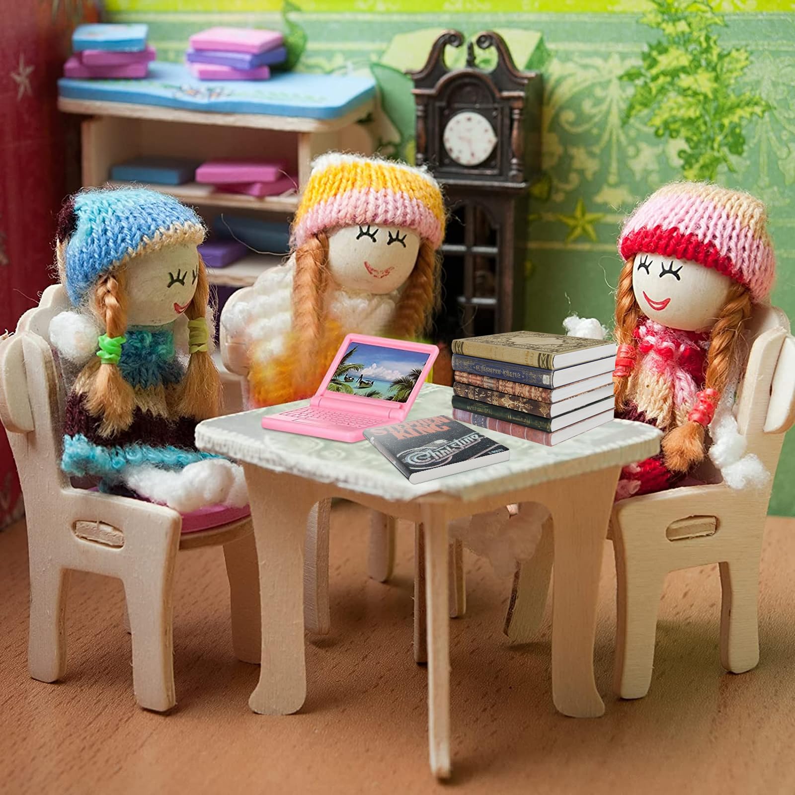 IAIHBBLY dollhouse library with foam books boosts scene realism