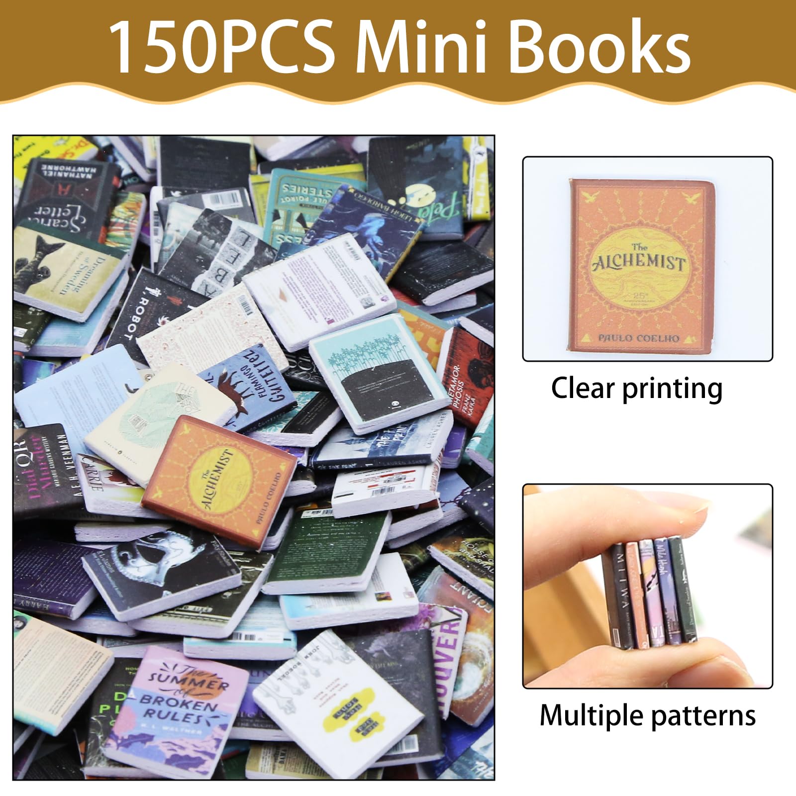 IAIHBBLY mini books on a desk setup for craft projects and display worthy accents