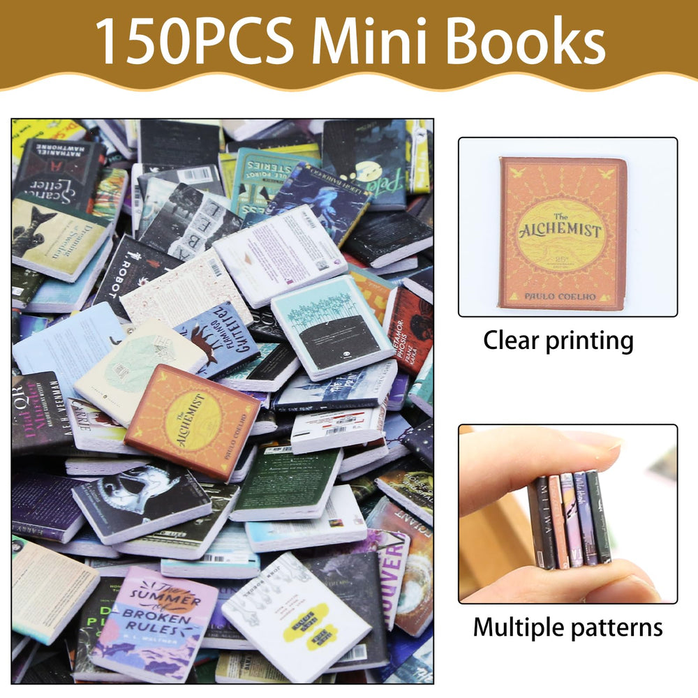 IAIHBBLY mini books on a desk setup for craft projects and display worthy accents