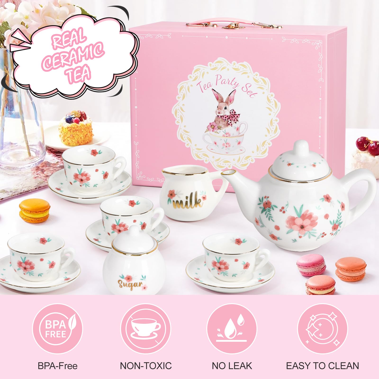 iaovueby porcelain tea set carrying case for easy transport