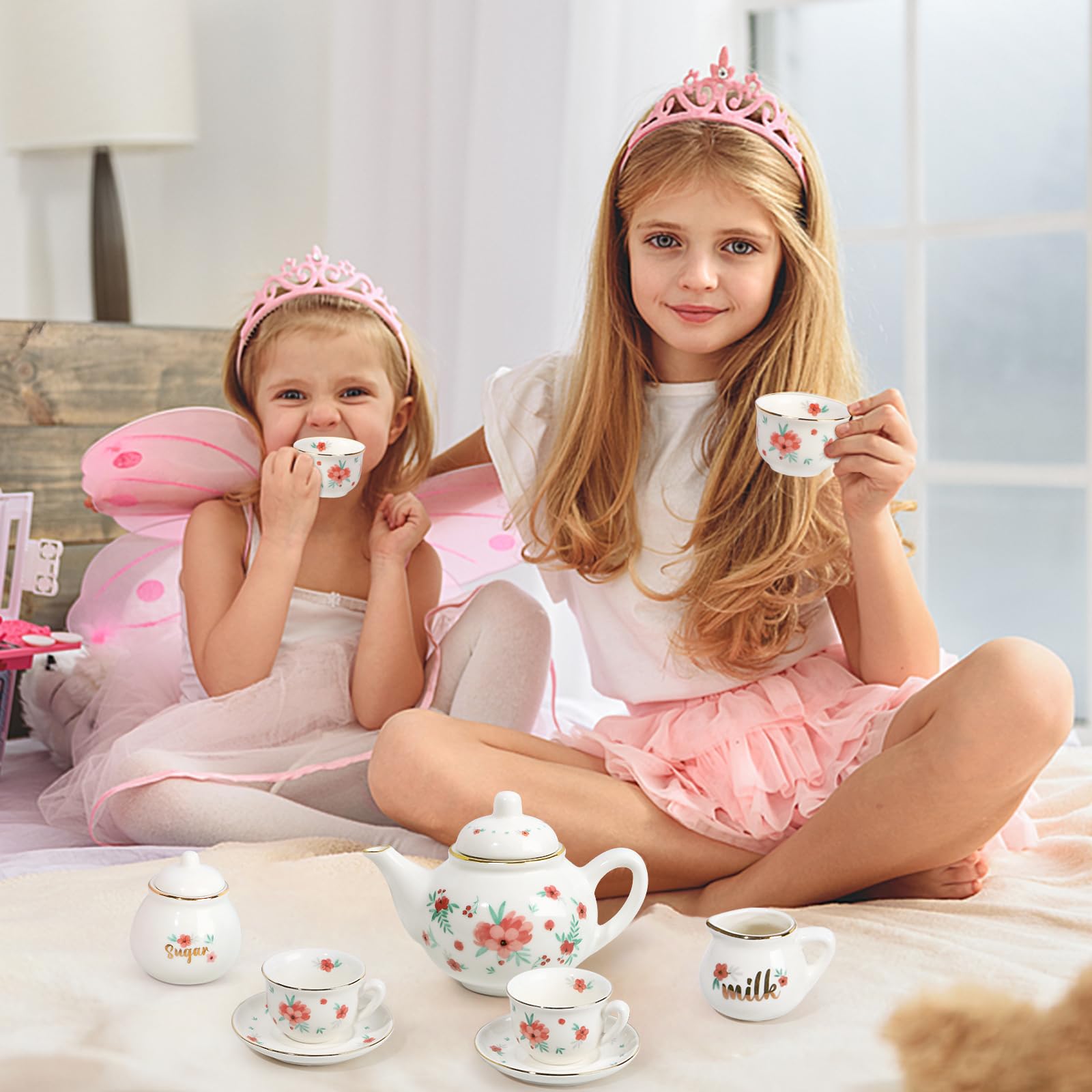 iaovueby porcelain tea set creamer pourer for graceful kid-friendly serving