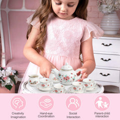 iaovueby porcelain tea set saucers ready for coordinated serving and role play