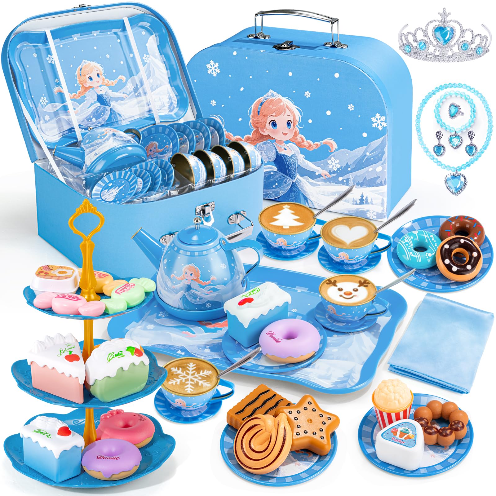 iaovueby tea party set teapot and tray for imaginative play