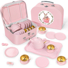 iAOVUEBY Tea Party Teapot: durable tin teapot ideal for safe pretend play