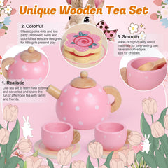 iaovueby wooden tea set cups and saucers for sharing and storytelling play