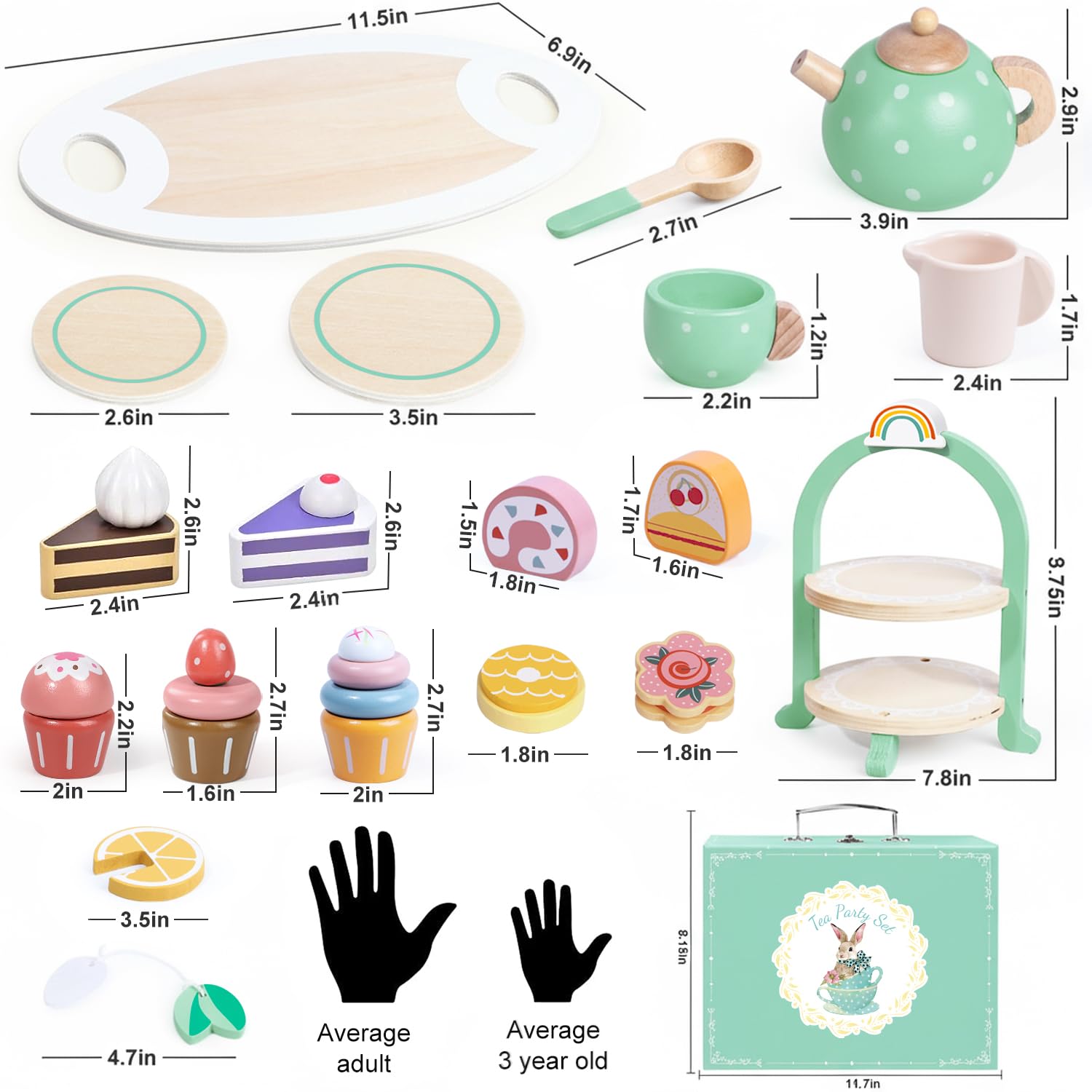 iaovueby wooden tea set cups for tiny hands and role play