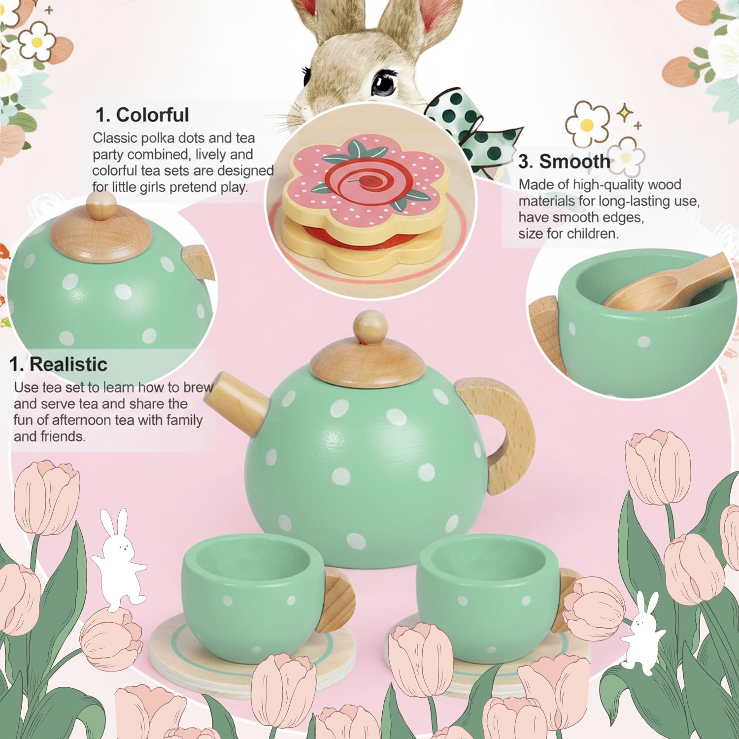 iaovueby wooden tea set tea saucers for delicate pretend service
