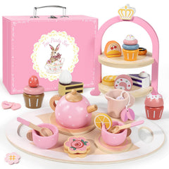 iaovueby wooden tea set teapot for imaginative play