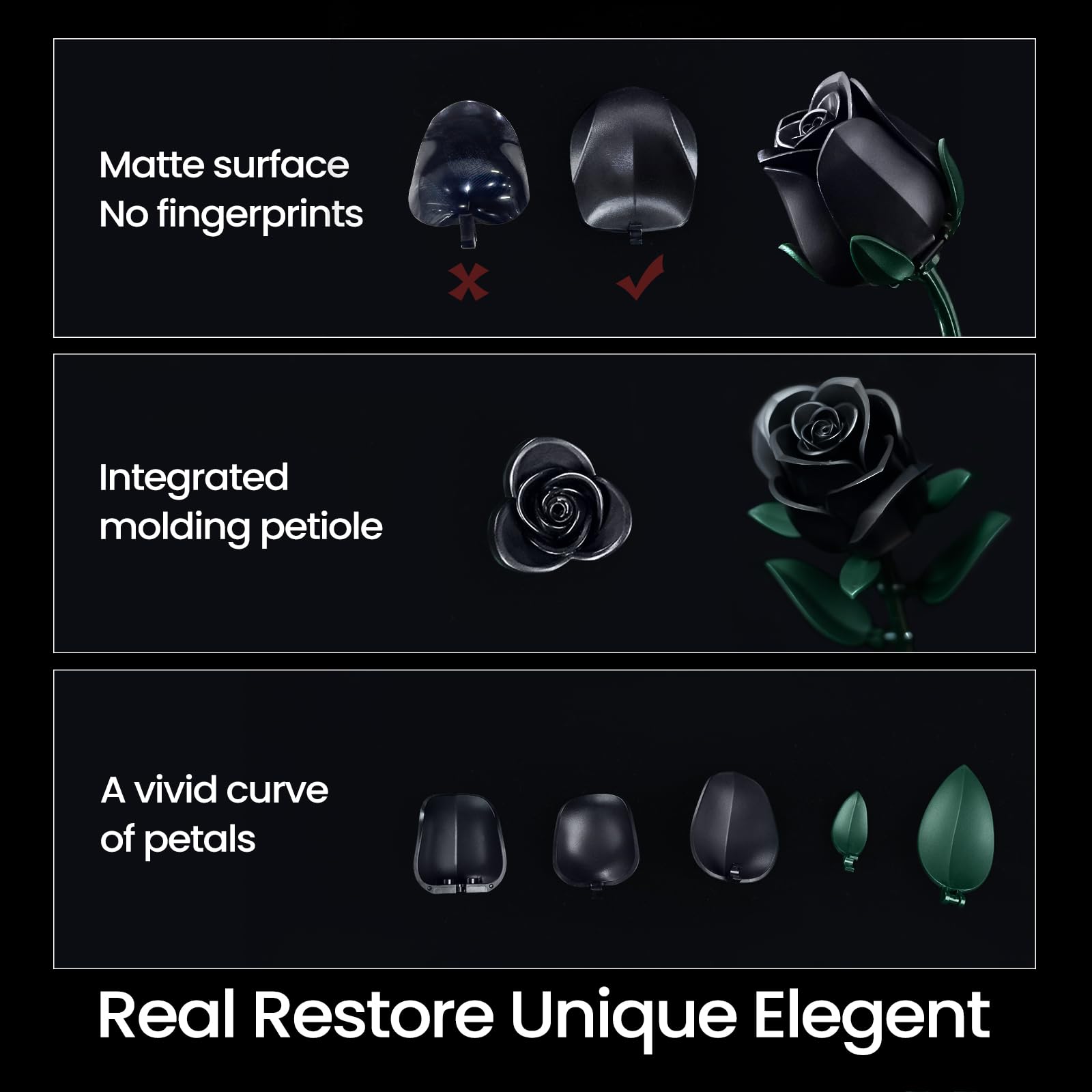 iATOM Black Roses full bloom showcases timeless elegance on shelves
