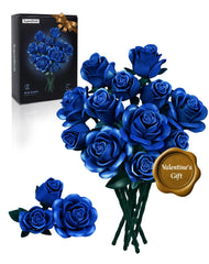 iATOM Blue Rose Bouquet assembly close-up showing 12 navy blooms for a chic centerpiece.