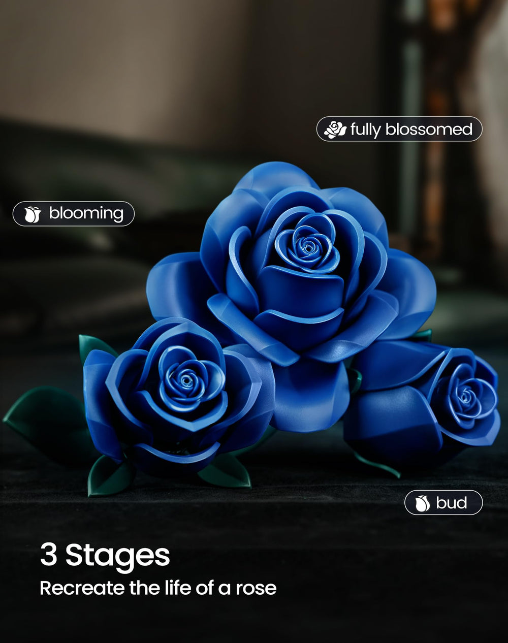 iATOM Blue Rose Bouquet durable home decor offers long-lasting floral styling.