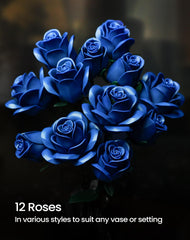 iATOM Blue Rose Bouquet stem adjustment showcased for customizable vase height.
