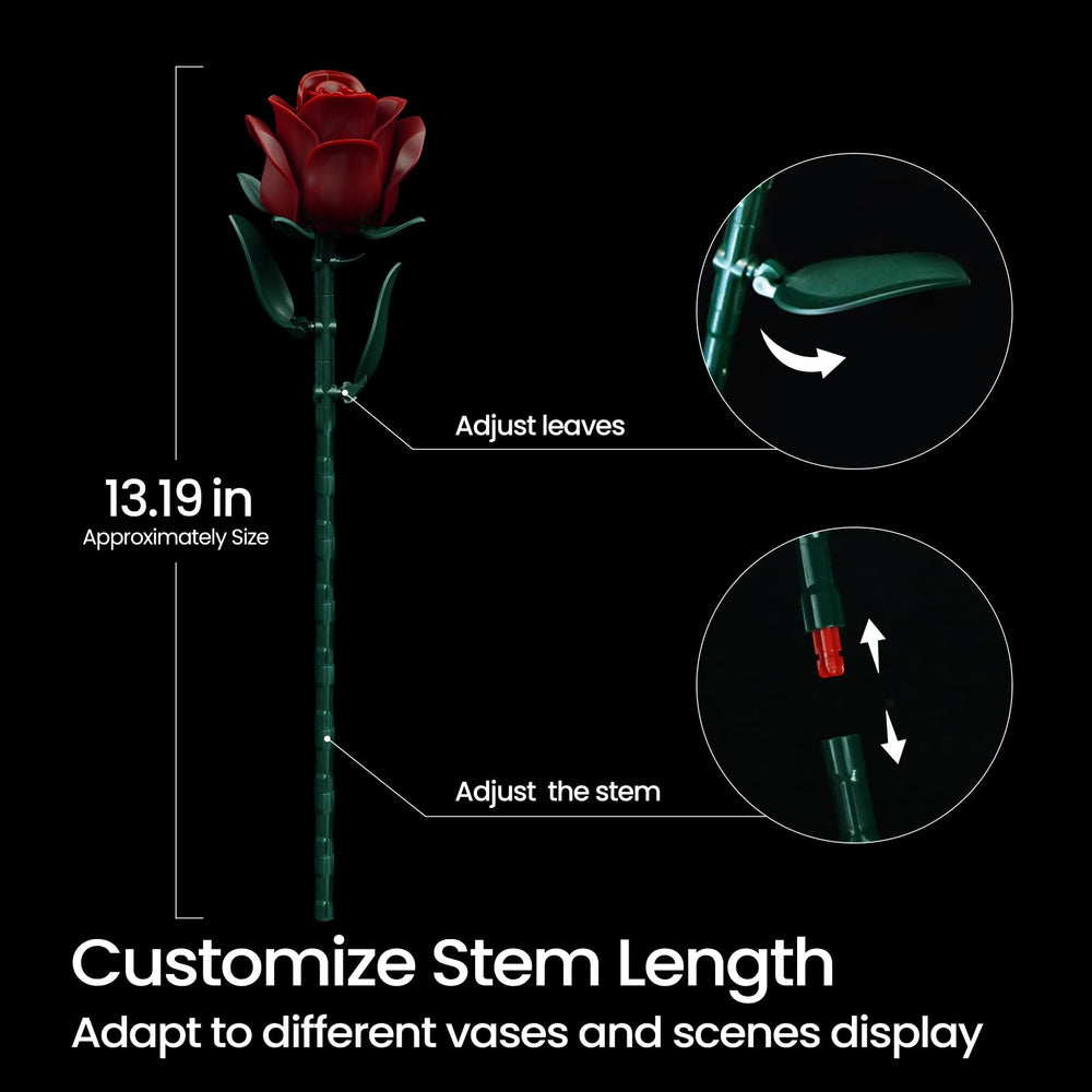 iATOM Burgundy Red Rose Bouquet adjustable stems for versatile displays