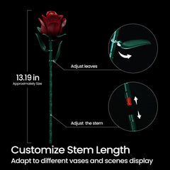 iATOM Burgundy Red Rose Bouquet adjustable stems for versatile displays