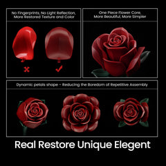 iATOM Burgundy Red Rose Bouquet die-cast core for a sturdy, seamless build