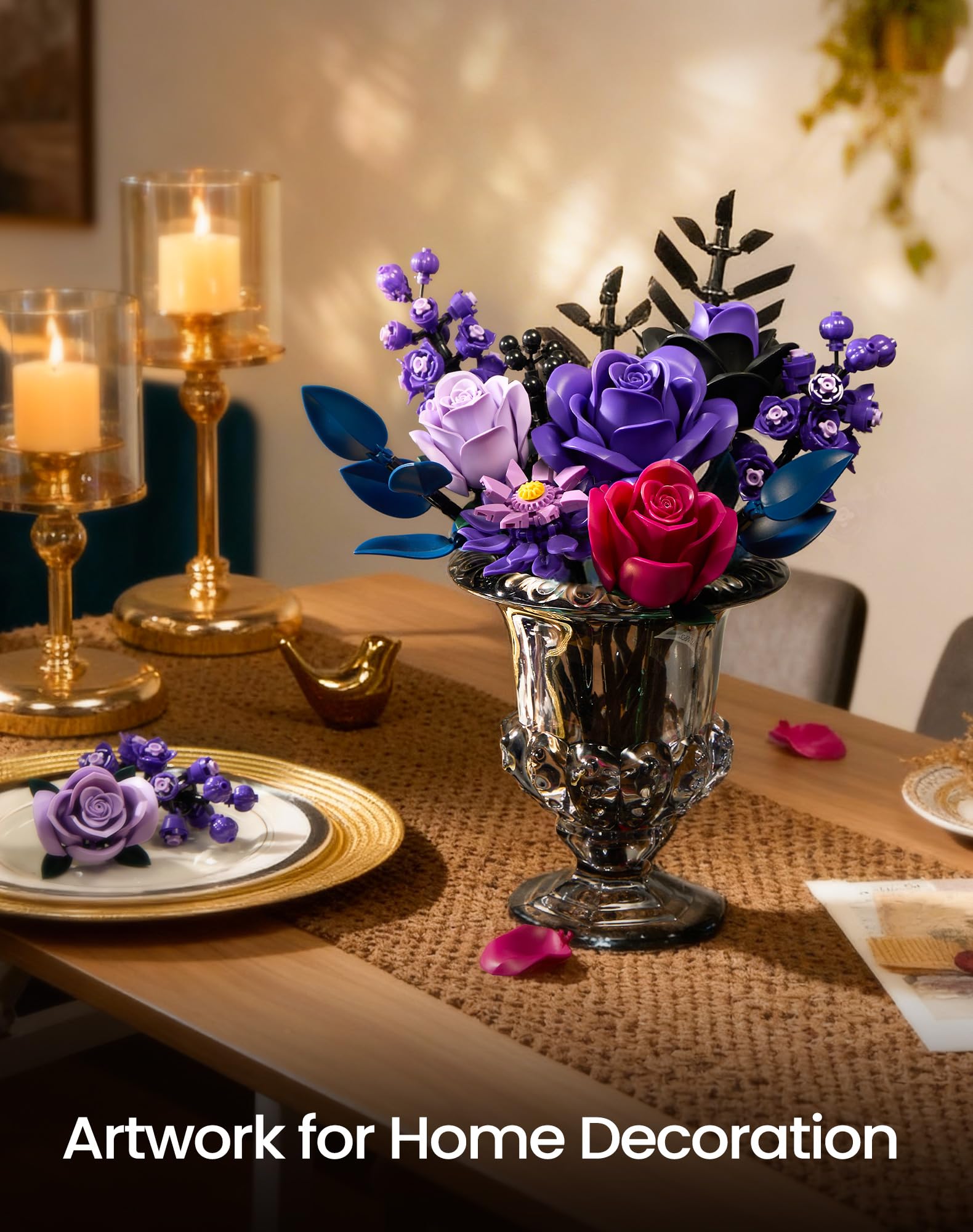 iATOM Flower Bouquet Building Set packaging and display details for easy setup