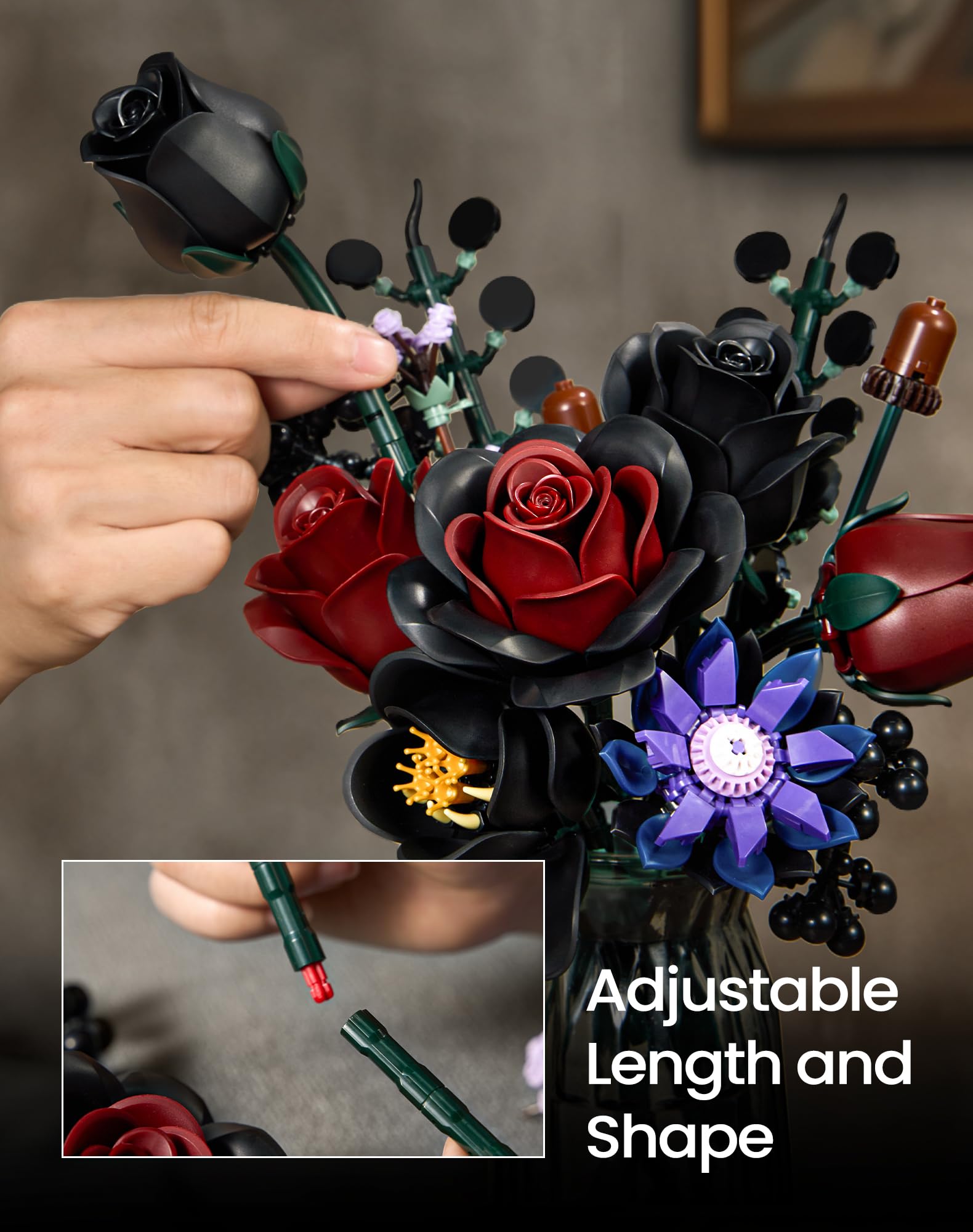iATOM Removable petals and leaves for quick bouquet tweaks.
