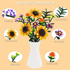 iATOM Sunflowers bouquet building set includes tutsan for natural accent and symbolism