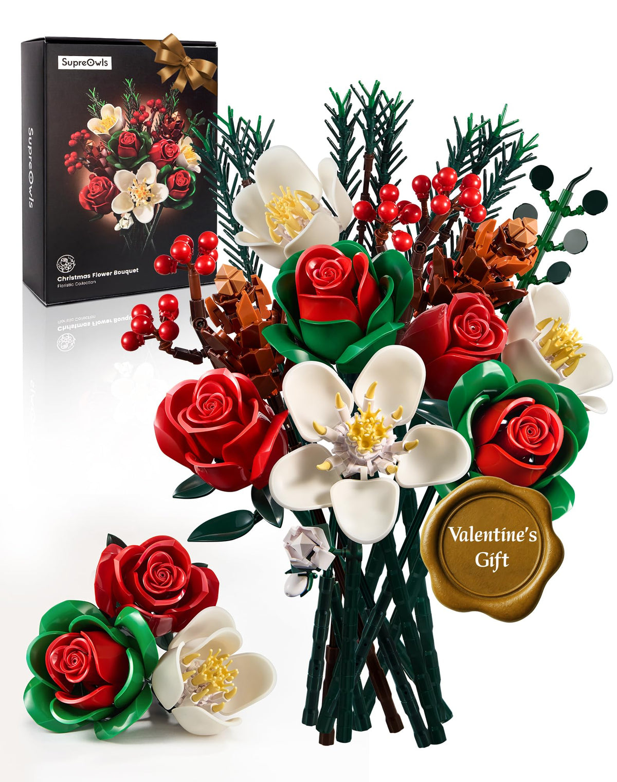 iATOM valentines bouquet bricks close-up petals showcase lasting centerpiece option