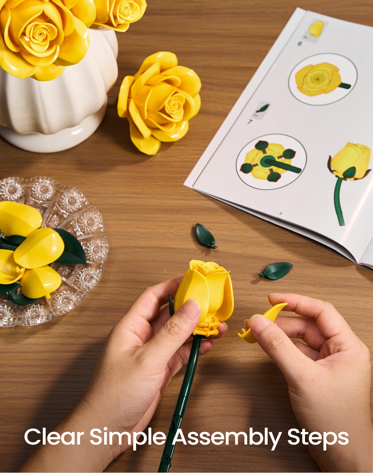 iATOM Yellow Rose Bouquet assembled bouquet displayed as a bright home centerpiece