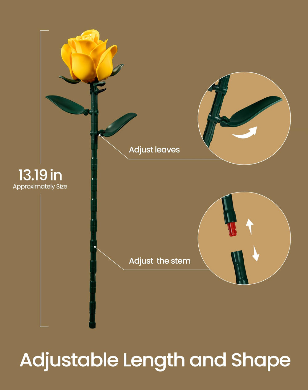iATOM Yellow Rose Bouquet die-cast core detail for sturdy assembly