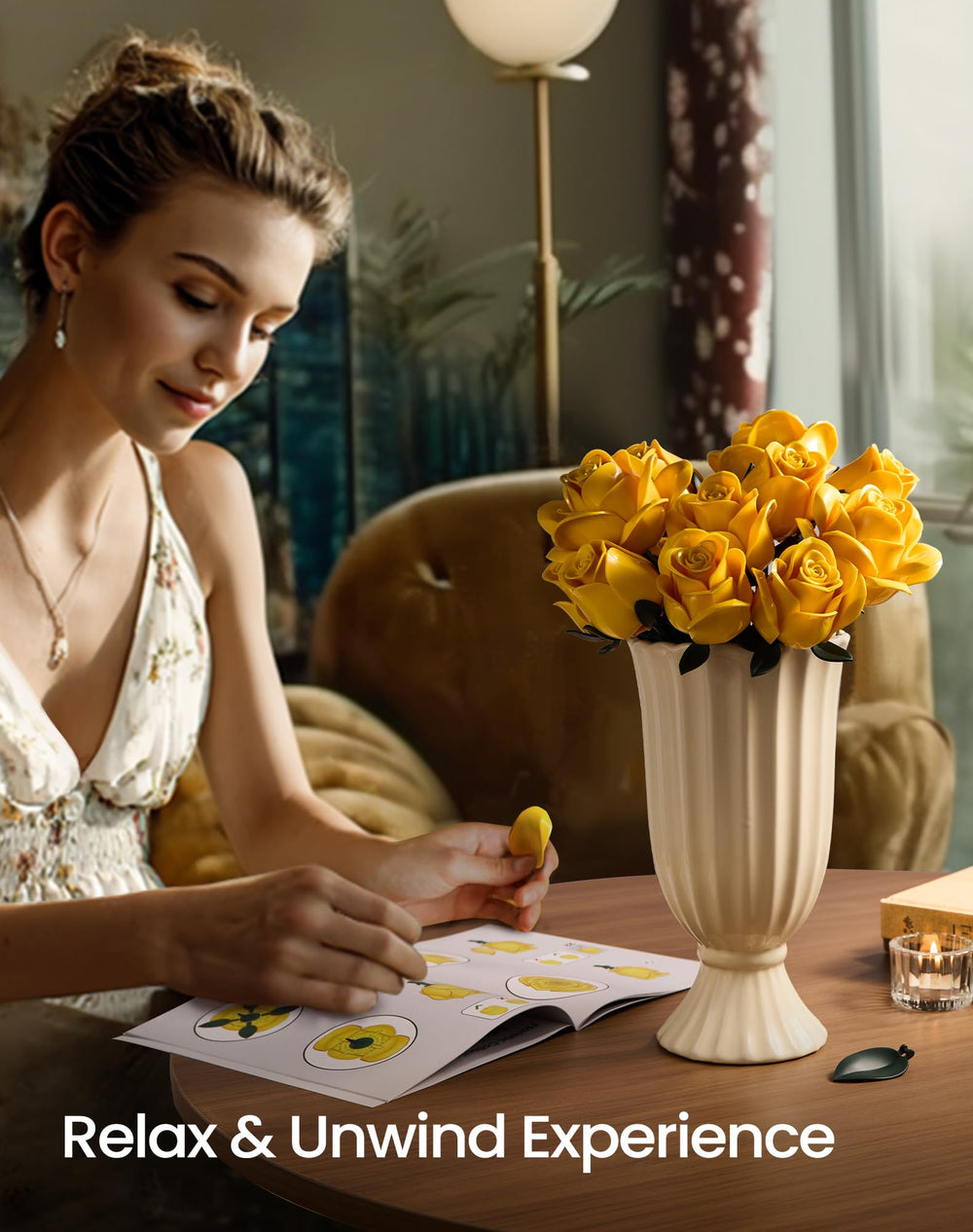 iATOM Yellow Rose Bouquet parts close-up highlighting petal variety for realistic appearance