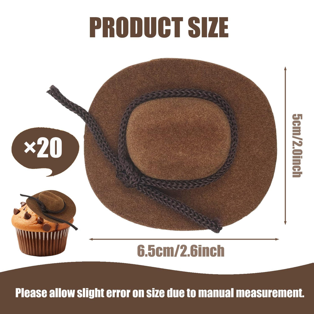 IAXSEE mini flocked brown cowboy hat side view ideal for table décor