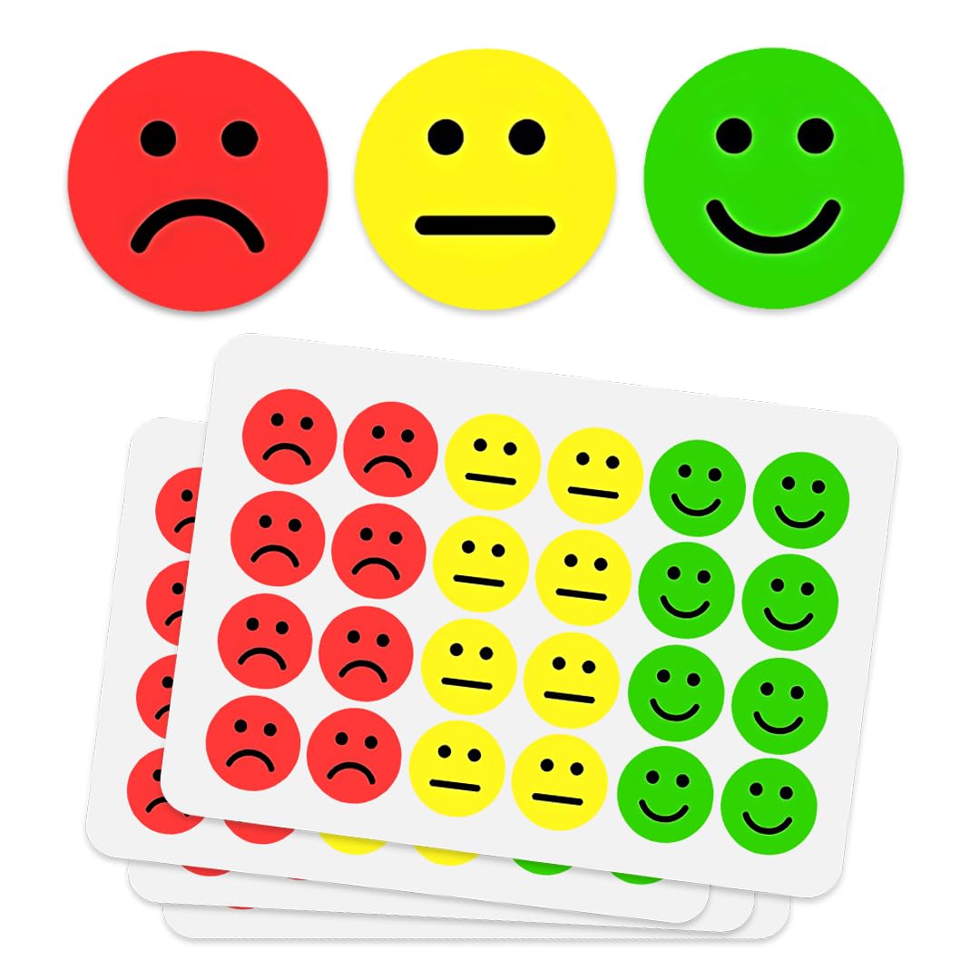 IBAKE smiley roll 1in happy-sad-mood stickers for classroom behavior tracking.