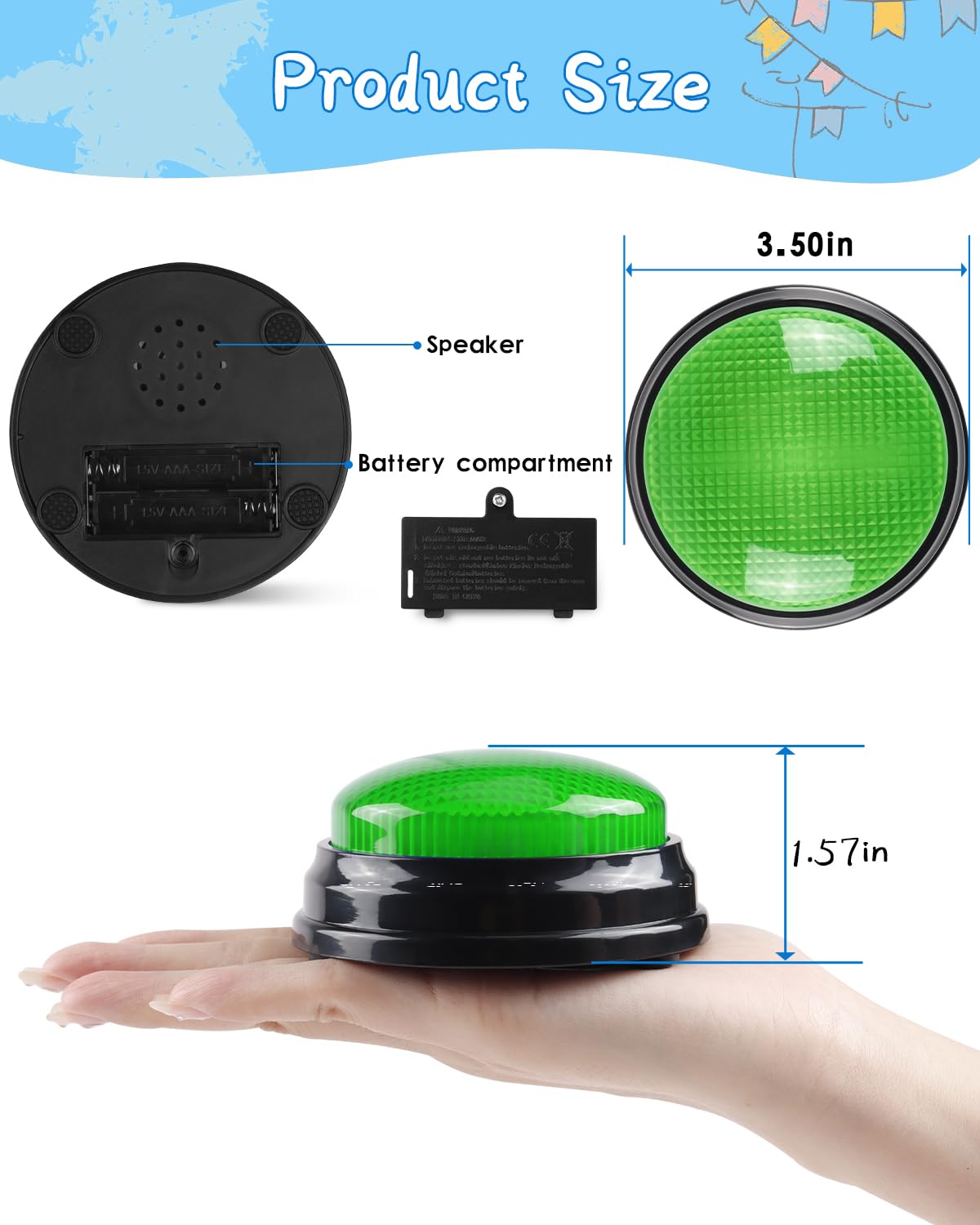 IBLESSU green-lit buzzer button close-up for classroom activities