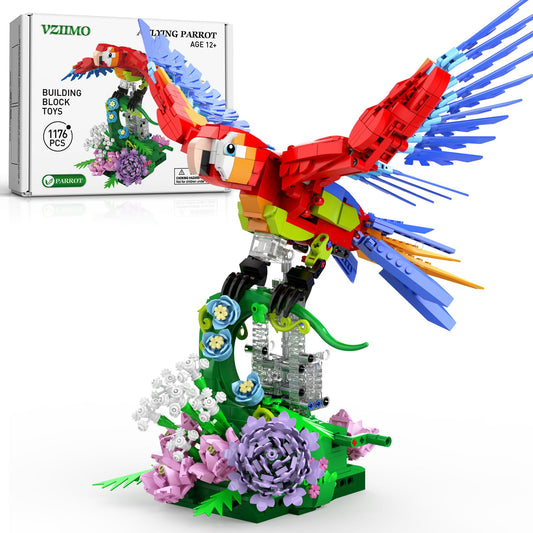 IBLOTIME Parrot Building Set front view with vivid colors for display.
