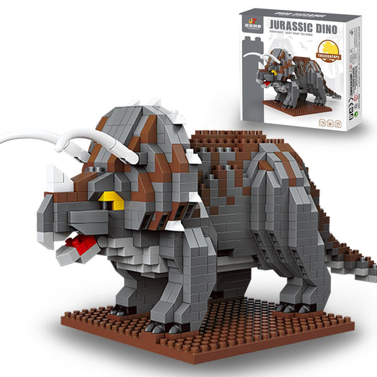 IBLOTIME Triceratops dinosaur model with 860 micro blocks for display