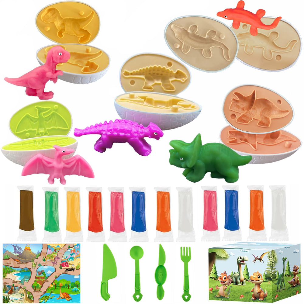 Iceacrin dinosaur eggs set with egg molds for imaginative play and Easter crafts.