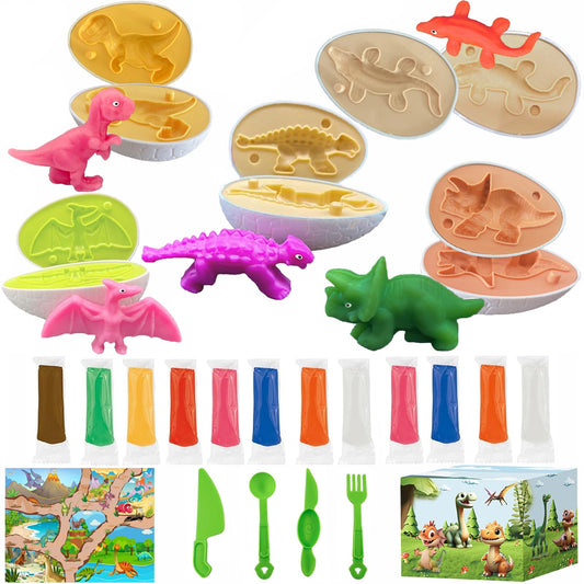 Iceacrin dinosaur eggs set with egg molds for imaginative play and Easter crafts.