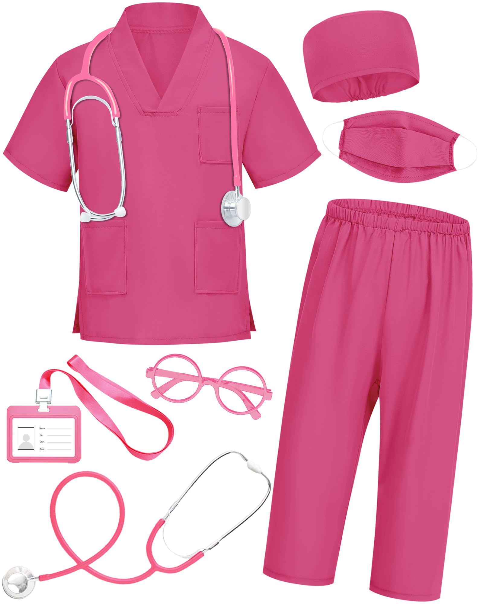 ICECUTE doctor scrubs top for kids, soft and breathable for comfortable role-play
