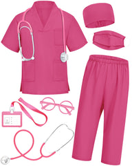 ICECUTE doctor costume scrubs top, breathable fabric for kid comfort during play