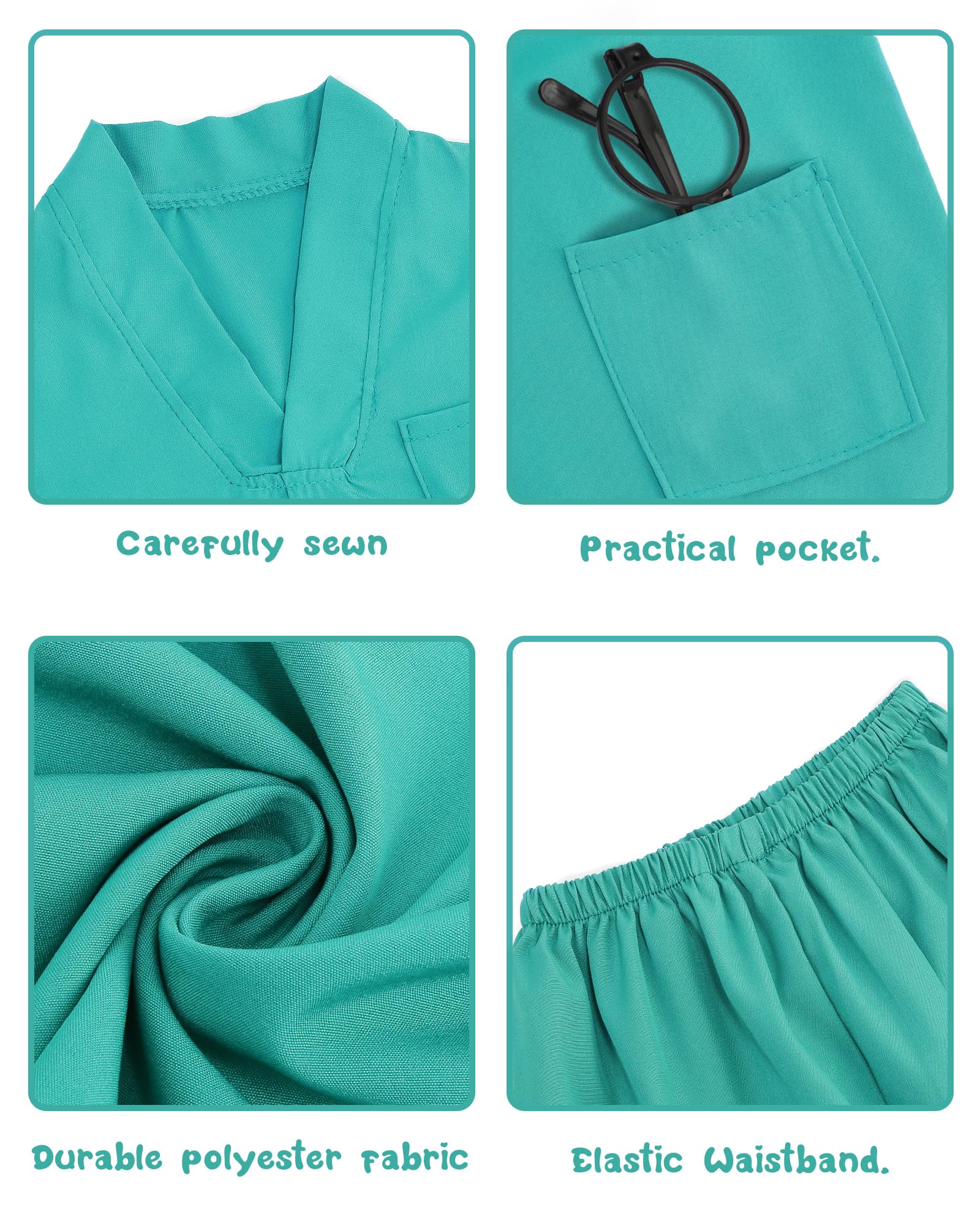 ICECUTE green scrubs cap completing the outfit for pretend play