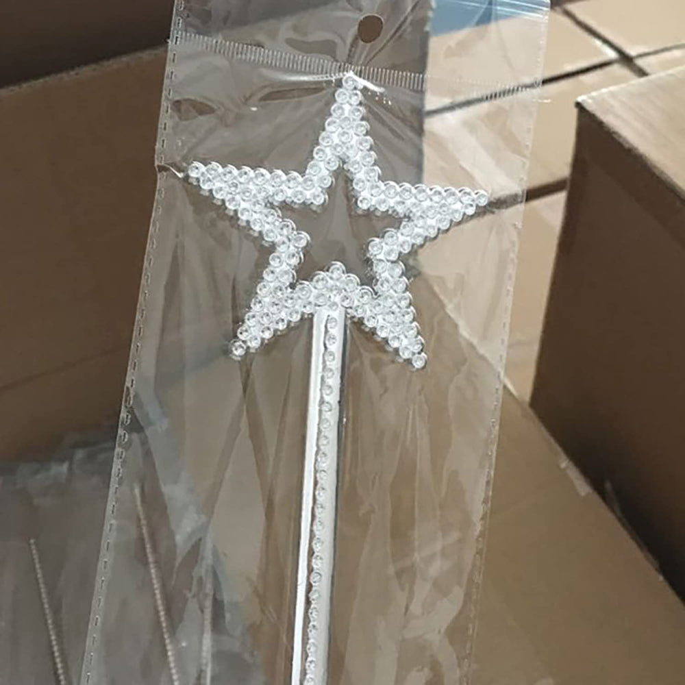 ICEYLI Fairy Wand in silver glitter for party costumes and imaginative play.