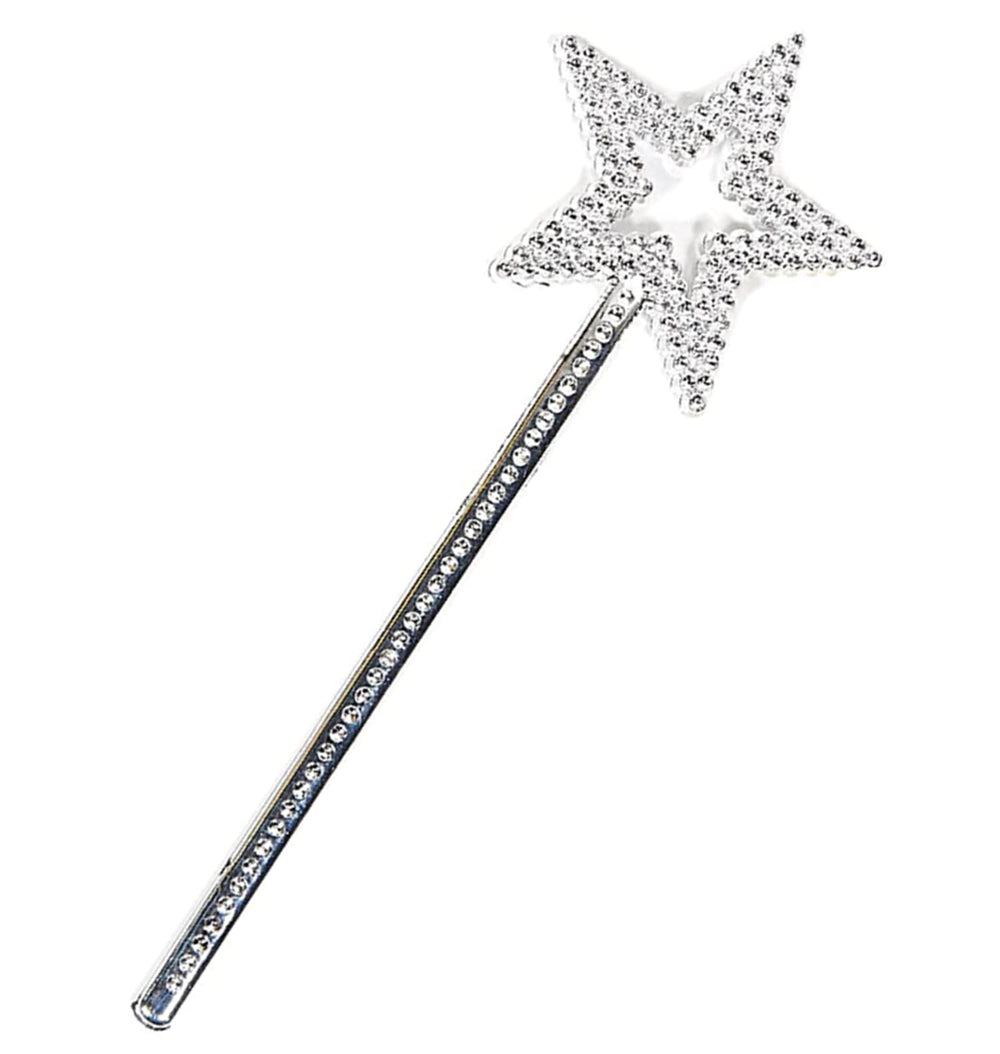 ICEYLI Star Wand, silver 13-inch wand for magical princess costumes and party favors.
